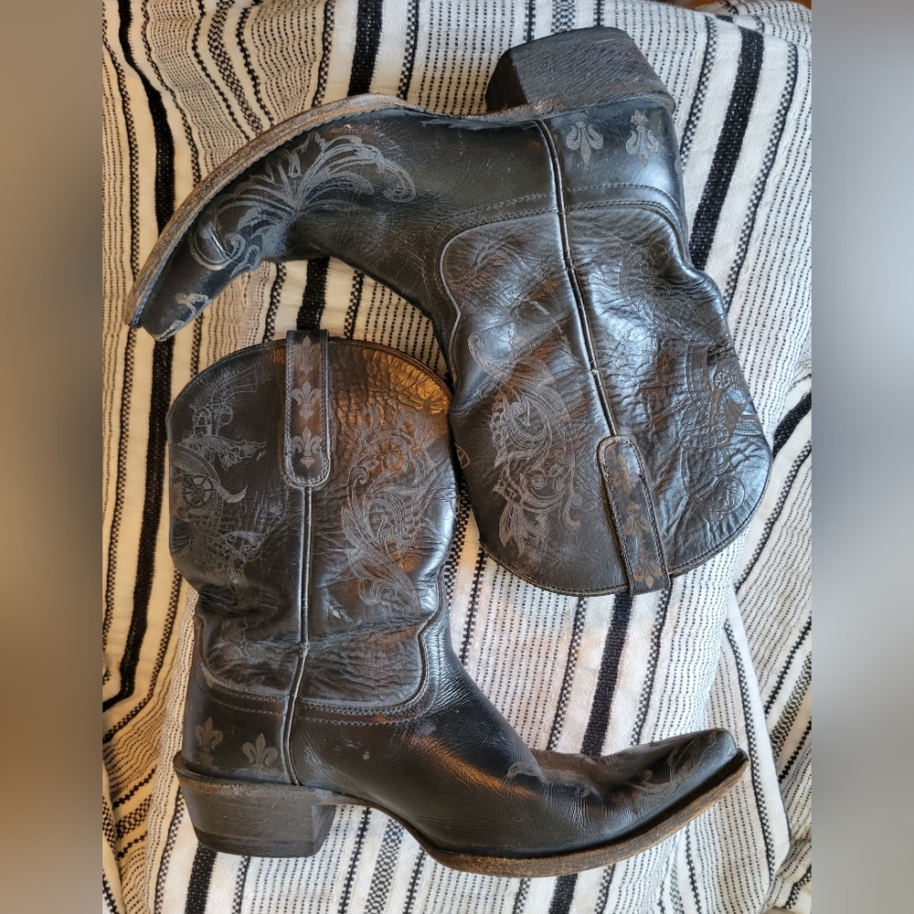 US 10B Ariat Pegosa Leather Boots - Black